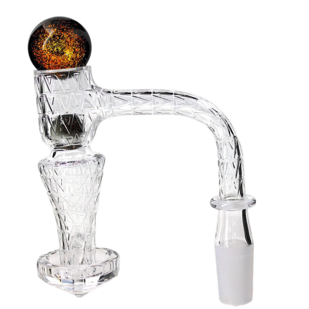 Hourglass Etched Diamond Terp Slurper Banger Kit - 14mm Male 90 Degree