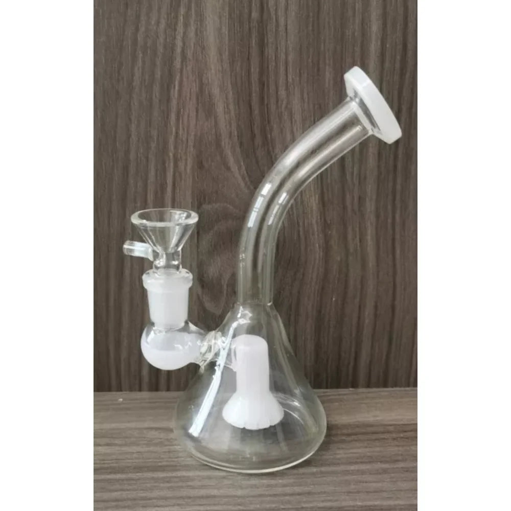 6 inch white Glass Bong Hookah Water Smoking Pipe Bubbler with 14mm Male Bowl